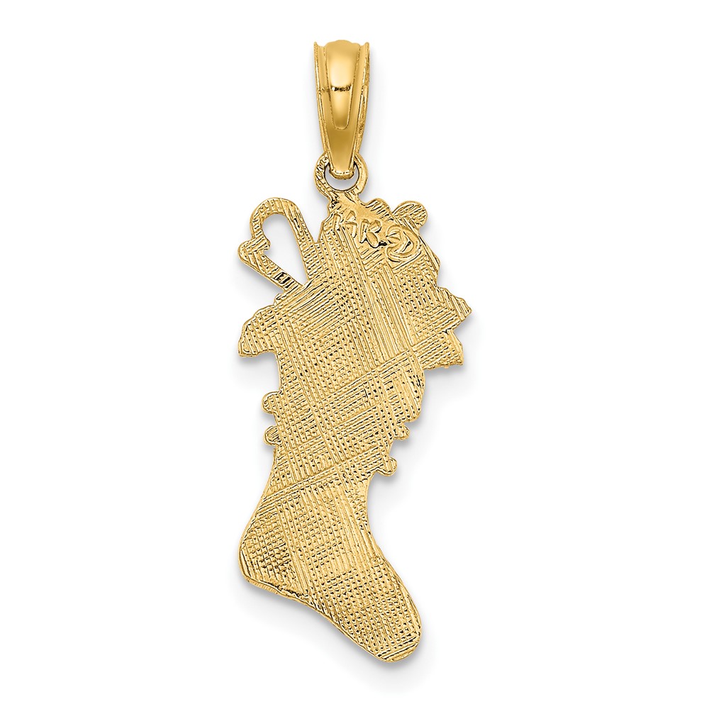 14k Polished Christmas Stocking Charm (D1123)