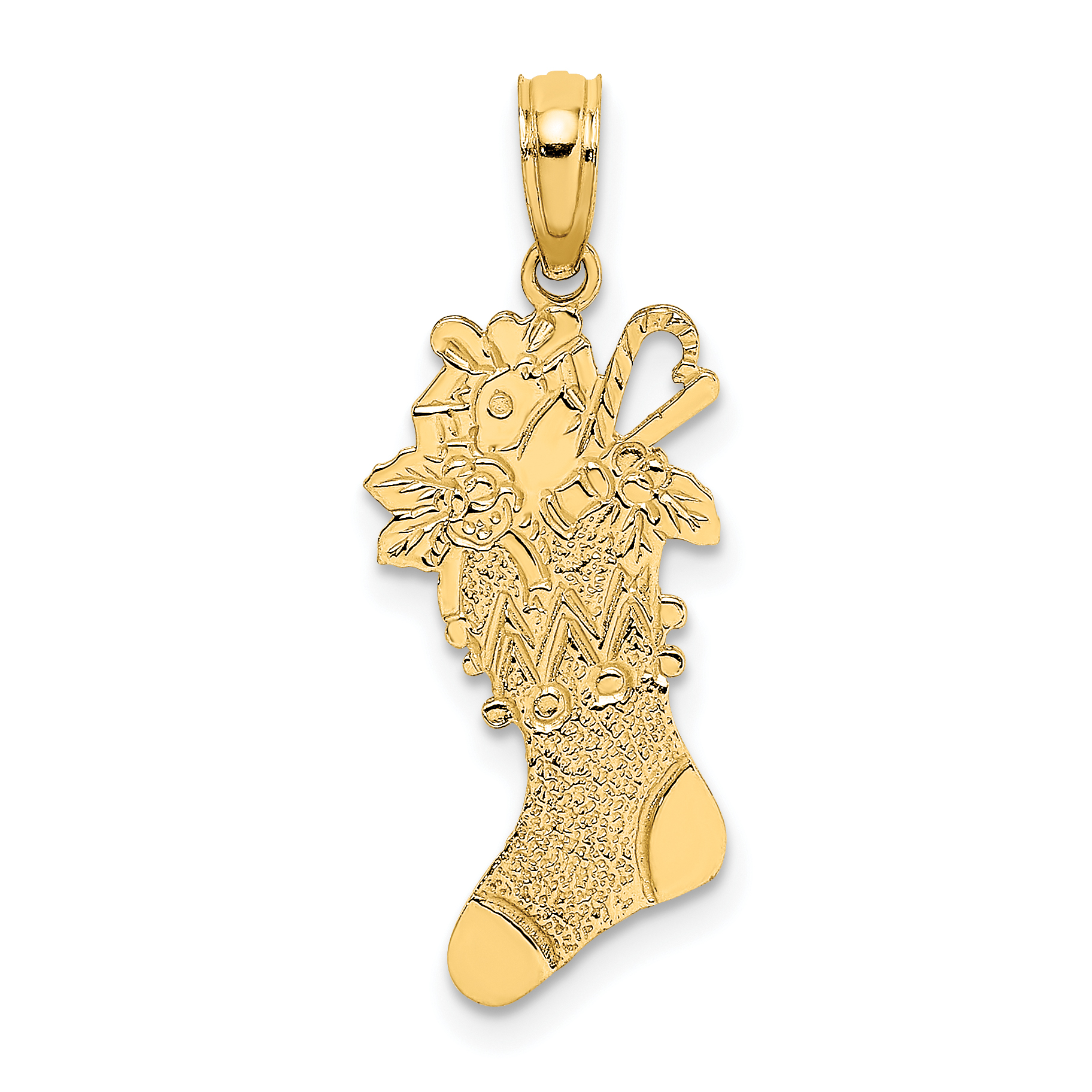 14k Polished Christmas Stocking Charm (D1123)