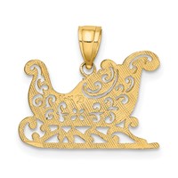 14K Yellow Gold Polished Filigree Sleigh Charm view 4