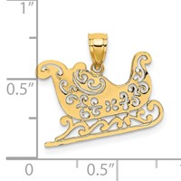 14K Yellow Gold Polished Filigree Sleigh Charm view 3