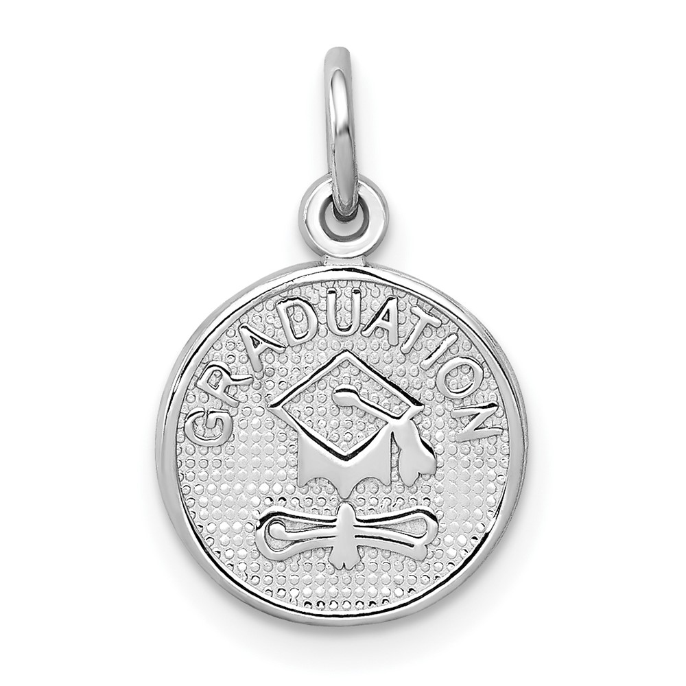 14K White Gold Polished Graduation Charm