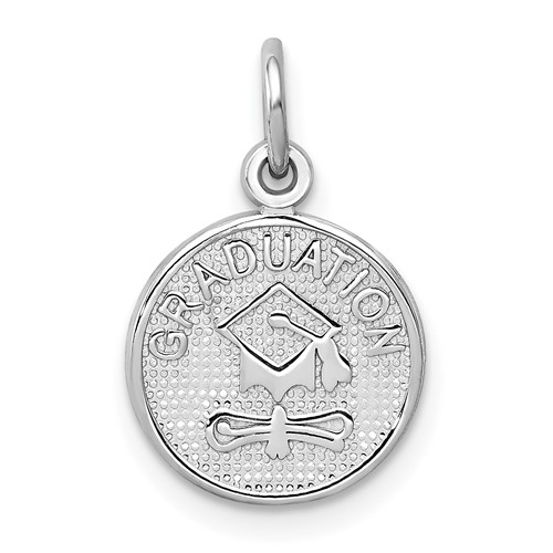 14K White Gold Polished Graduation Charm