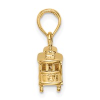 14K Yellow Gold Solid Polished 3-D Trolley Car Pendant view 2