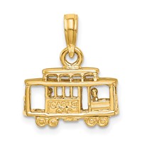 14K Yellow Gold Solid Polished 3-D Trolley Car Pendant view 1