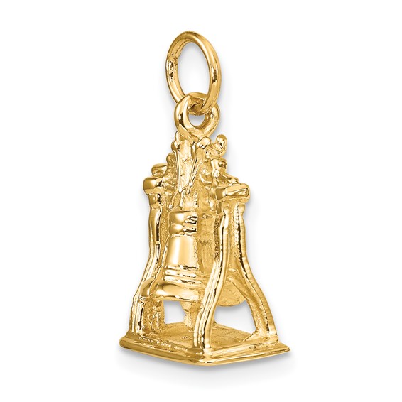 14k Solid Polished 3-D Liberty Bell Charm