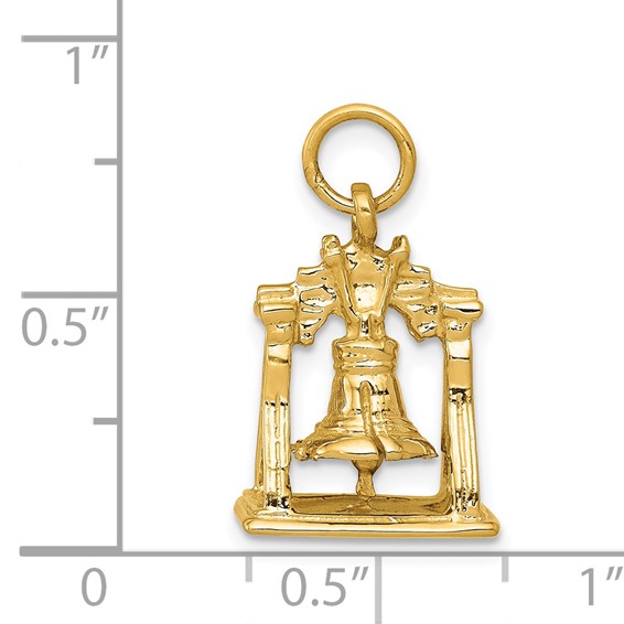 14k Solid Polished 3-D Liberty Bell Charm