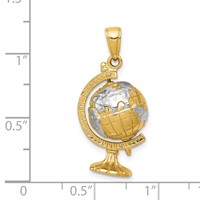 14K and White Rhodium 3-D Moveable Globe Pendant view 3