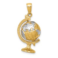 14K and White Rhodium 3-D Moveable Globe Pendant view 1