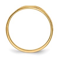 14K Yellow Gold Polished and Ridged 3.5x2.25mm Closed Back Rectangular Signet Ring - Size 2 view 2