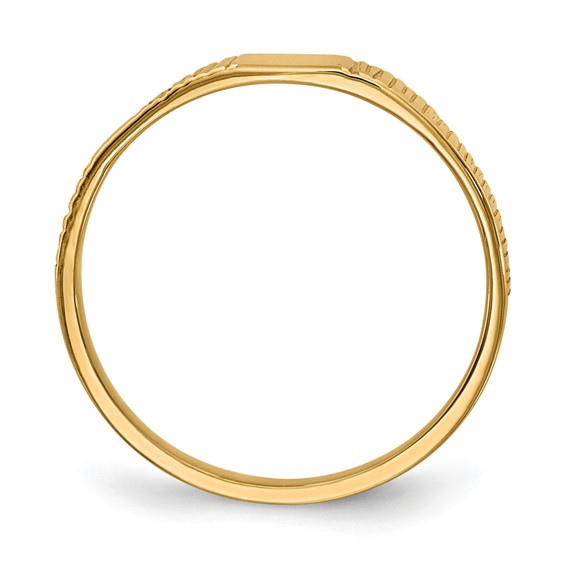 14k Polished and Ridged 3.5x2.25mm Closed Back Size 2 Baby Rectangular Signet Ring