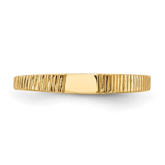 14k Polished and Ridged 3.5x2.25mm Closed Back Size 2 Baby Rectangular Signet Ring