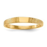 14K Yellow Gold Polished and Ridged 3.5x2.25mm Closed Back Rectangular Signet Ring - Size 2 view 1