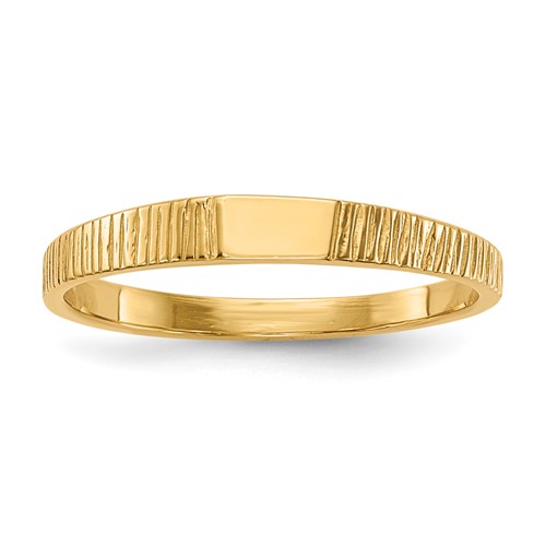 14K Yellow Gold Polished and Ridged 3.5x 2.25mm Closed Back Rectangular Signet Ring, Size 2