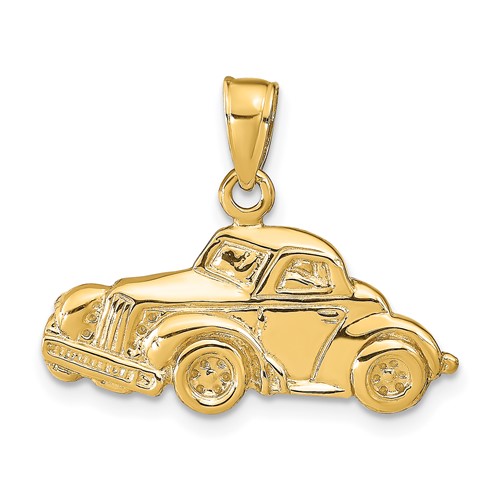 14K Yellow Gold Classic Antique Car Pendant