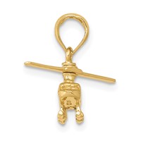 14K Yellow Gold 3-D Moveable Rotor Helicopter Pendant view 2
