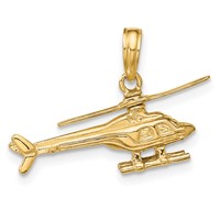 14K Yellow Gold 3-D Moveable Rotor Helicopter Pendant view 3