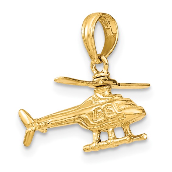 14k 3-D Moveable Rotor Helicopter Pendant