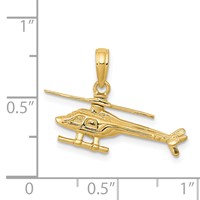 14K Yellow Gold 3-D Moveable Rotor Helicopter Pendant view 4