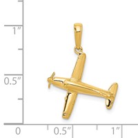 14K Yellow Gold 3-D Low-Wing Airplane Pendant view 4