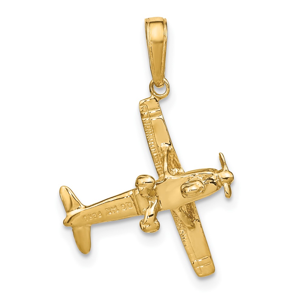 14k 3-D High-Wing Airplane Pendant (D1226)