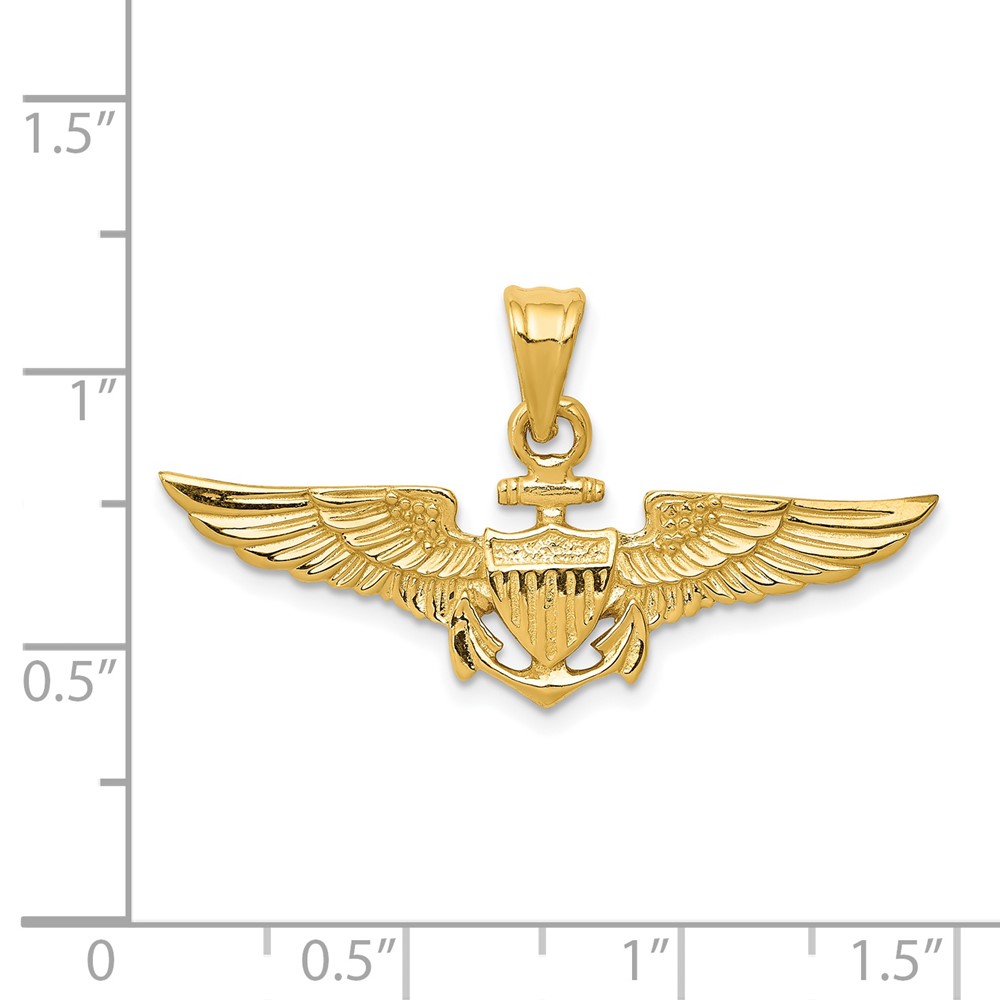 14k 14kt Yellow Gold Large US Naval Aviator Badge Pendant 18.5mm X 34mm ...