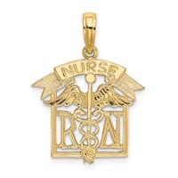 14K Yellow Gold RN Registered Nurse Charm view 1