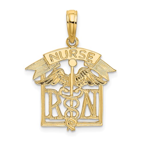 14K Yellow Gold RN Registered Nurse Charm