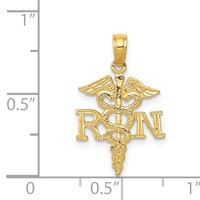 14K Yellow Gold Polished R.n. Registered Nurse Pendant view 3
