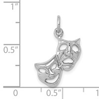 14K White Gold Polished Open-Backed Comedy Tragedy Charm view 3