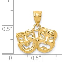 14K Yellow Gold Polished Open-Backed Comedy Tragedy Pendant view 3