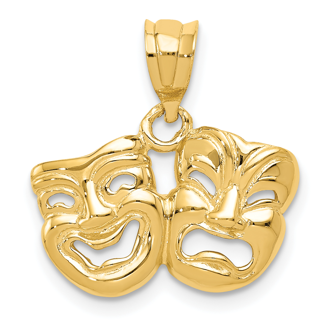 14k Polished Open-Backed Comedy/Tragedy Pendant (D1245)