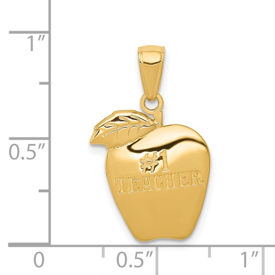 Gold #1 TEACHER Apple Pendant