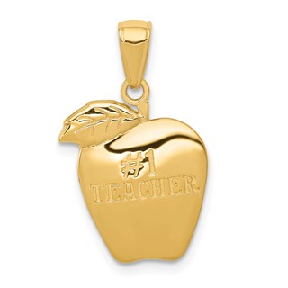 Gold #1 TEACHER Apple Pendant
