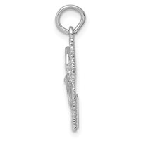 14K White Gold Satin Diamond-cut Comb and Scissors Charm view 2
