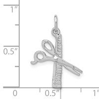 14K White Gold Satin Diamond-cut Comb and Scissors Charm view 3