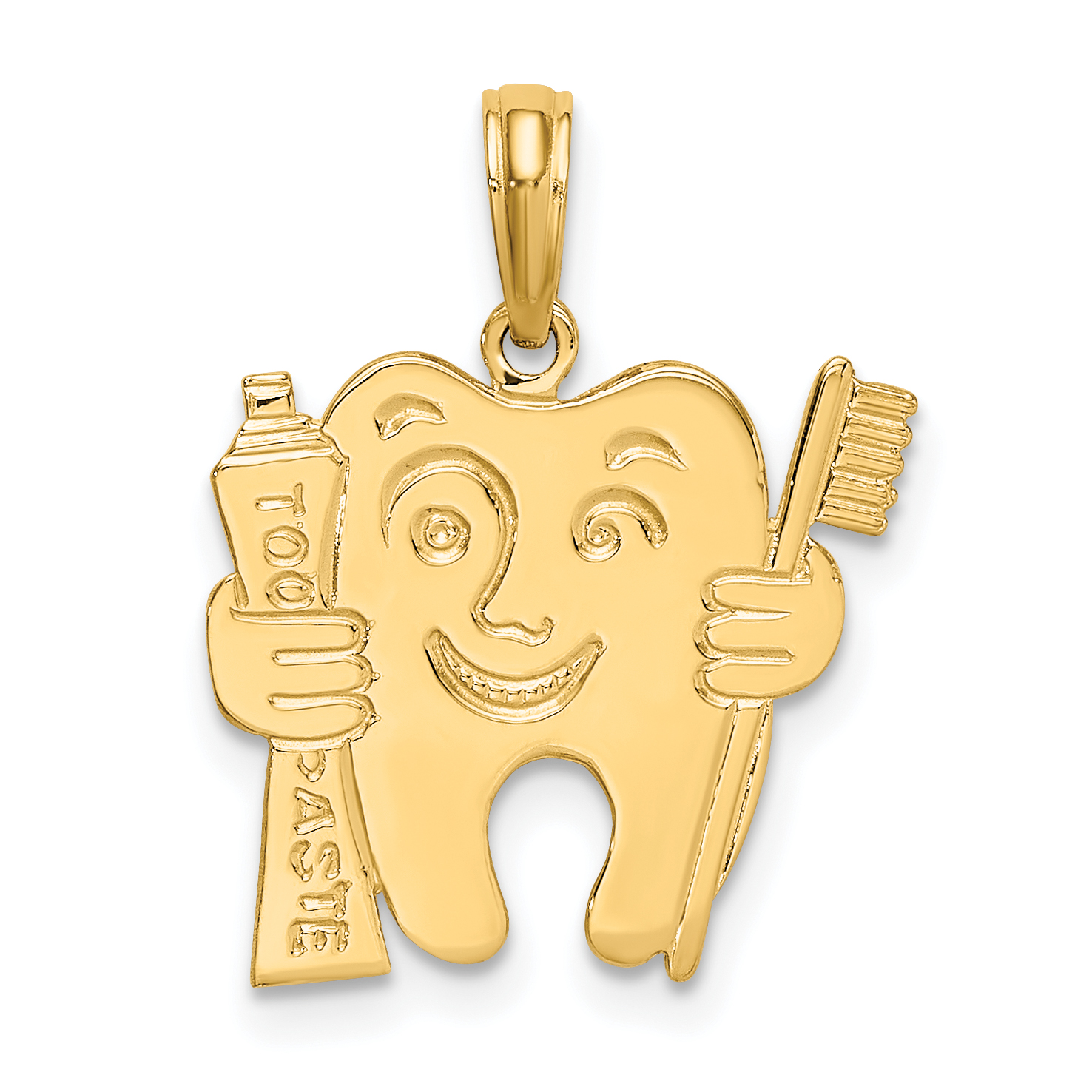 14k Polished Flat-Backed Dental Charm (D1249)