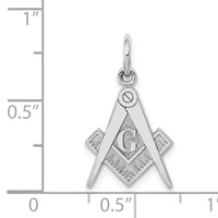 14K White Gold Polished and Textured Masonic Symbol Charm view 3