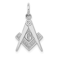 14K White Gold Polished and Textured Masonic Symbol Charm view 1