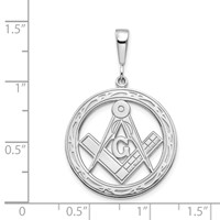 14K White Gold Polished and Textured Large Masonic Symbol Pendant view 3