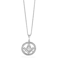 14K White Gold Polished and Textured Large Masonic Symbol Pendant view 5