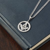 14K White Gold Polished and Textured Large Masonic Symbol Pendant view 4