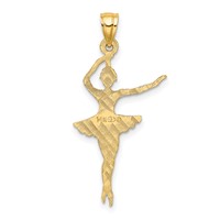 14K Yellow Gold Satin Polished Ballerina Charm view 4
