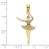 14K Yellow Gold Satin Polished Ballerina Charm view 3