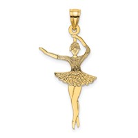 14K Yellow Gold Satin Polished Ballerina Charm view 1