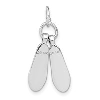14K White Gold Solid Polished 3-D Moveable Ballet Slippers Charm view 3