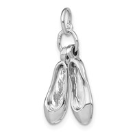 14K White Gold Solid Polished 3-D Moveable Ballet Slippers Charm view 5
