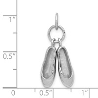 14K White Gold Solid Polished 3-D Moveable Ballet Slippers Charm view 4