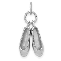 14K White Gold Solid Polished 3-D Moveable Ballet Slippers Charm view 1