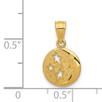 14K Yellow Gold Moon and Stars Pendant view 4