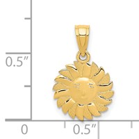 14K Yellow Gold Polished Sun Pendant with Face view 3